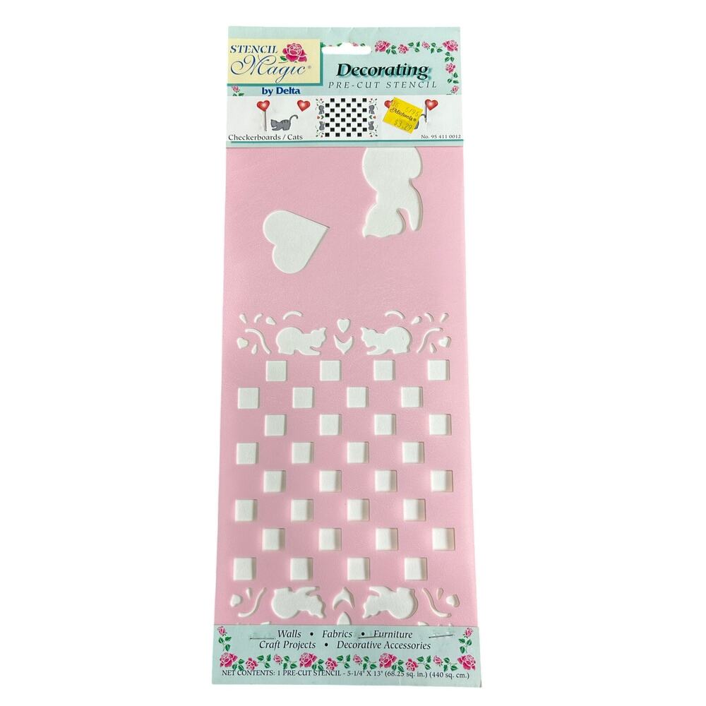 90s Vintage- Stencil Magic by Delta checkerboards Cats- No. 95 411 0012 NWT
